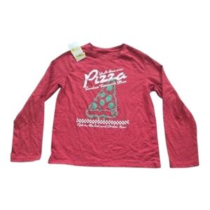 Cat & Jack Red Kids Pizza Graphic Long Sleeve Shirt